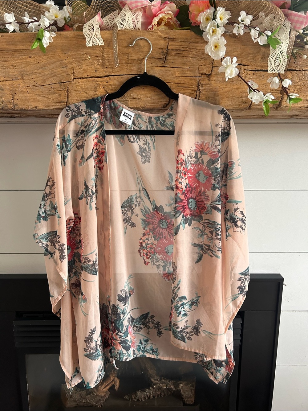 Vero Moda Peach Floral Sheer Overlay
